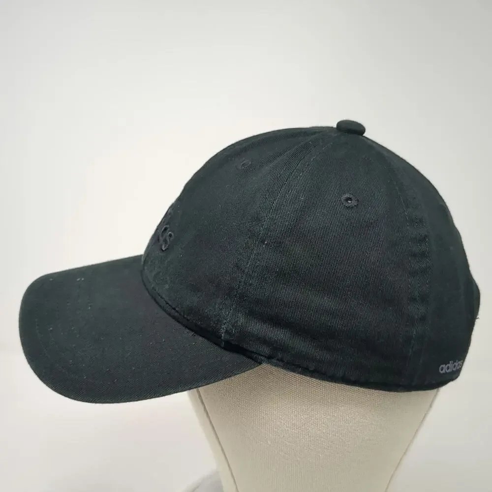 adidas Baseball Cap Black One Size Strapback Tonal Embroidery Curved Brim Hat